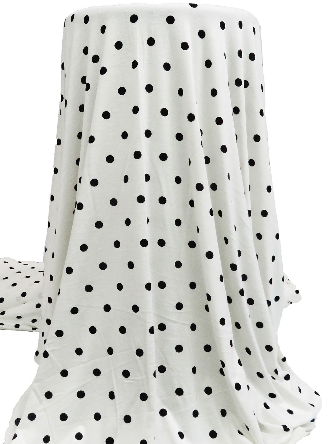 Off-White/Black Rayon/Lycra Dot Print Jersey Knit 59W