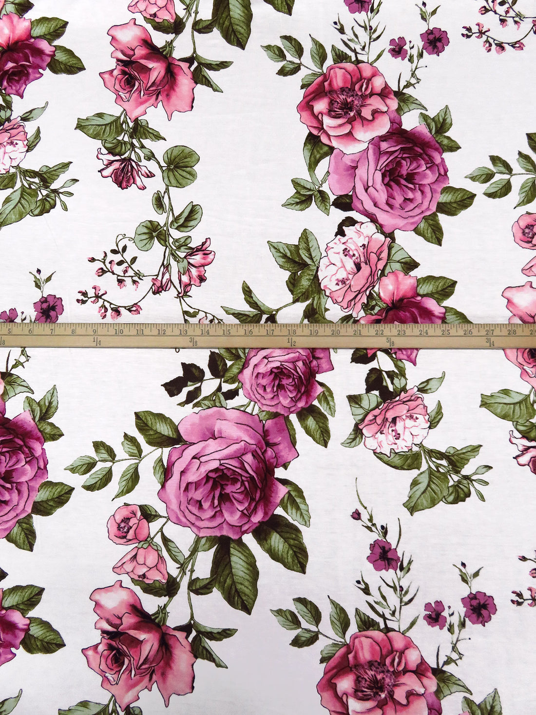 White/Tree Peony/Moss/Multi Rayon/Lycra Large Floral Garland Print Jersey Knit 62W