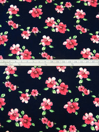 Midnight Blue/Fiery Rose/Pastel Green/Multi Rayon/Lycra Floral Print Jersey Knit 60W