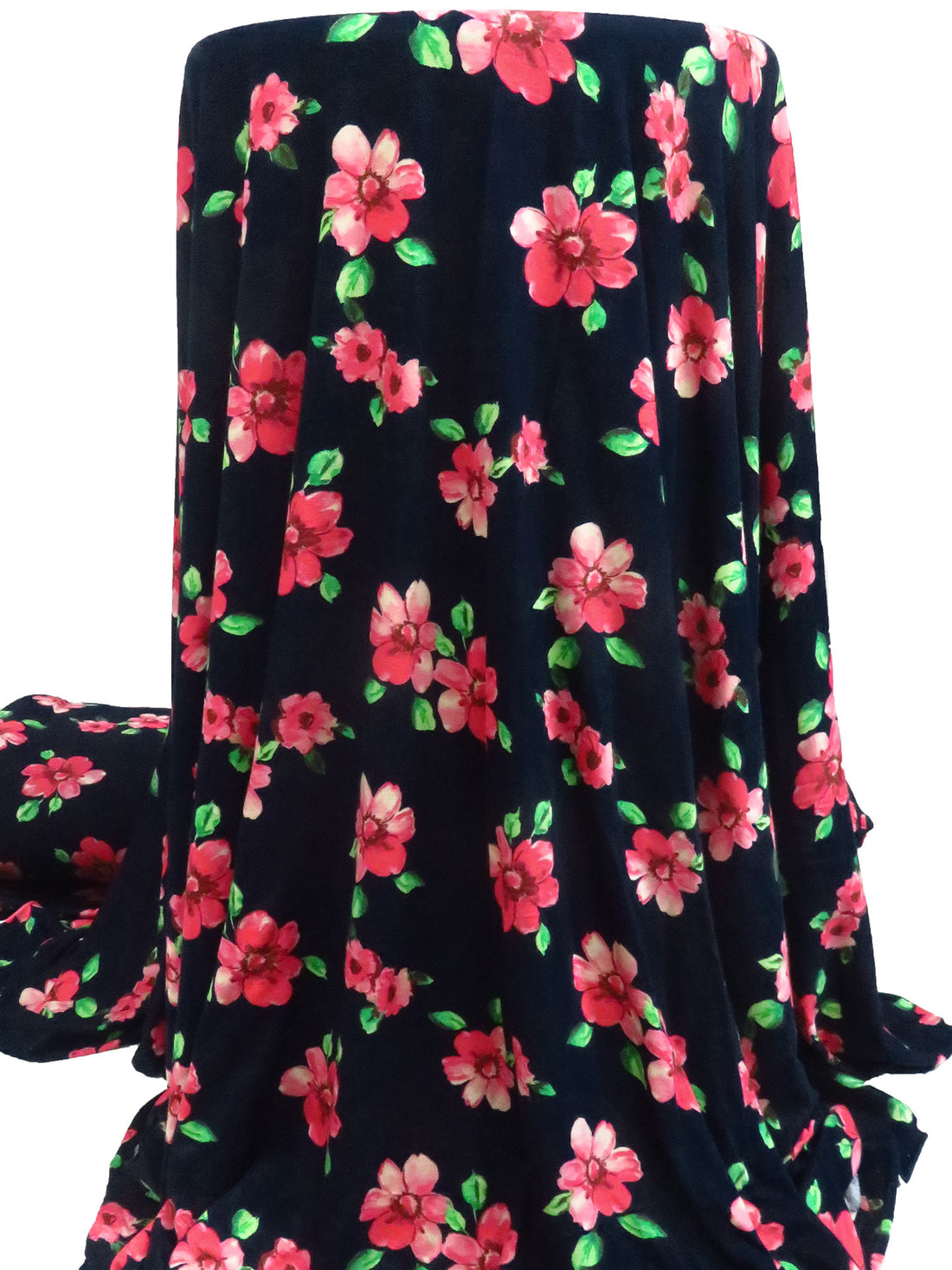 Midnight Blue/Fiery Rose/Pastel Green/Multi Rayon/Lycra Floral Print Jersey Knit 60W