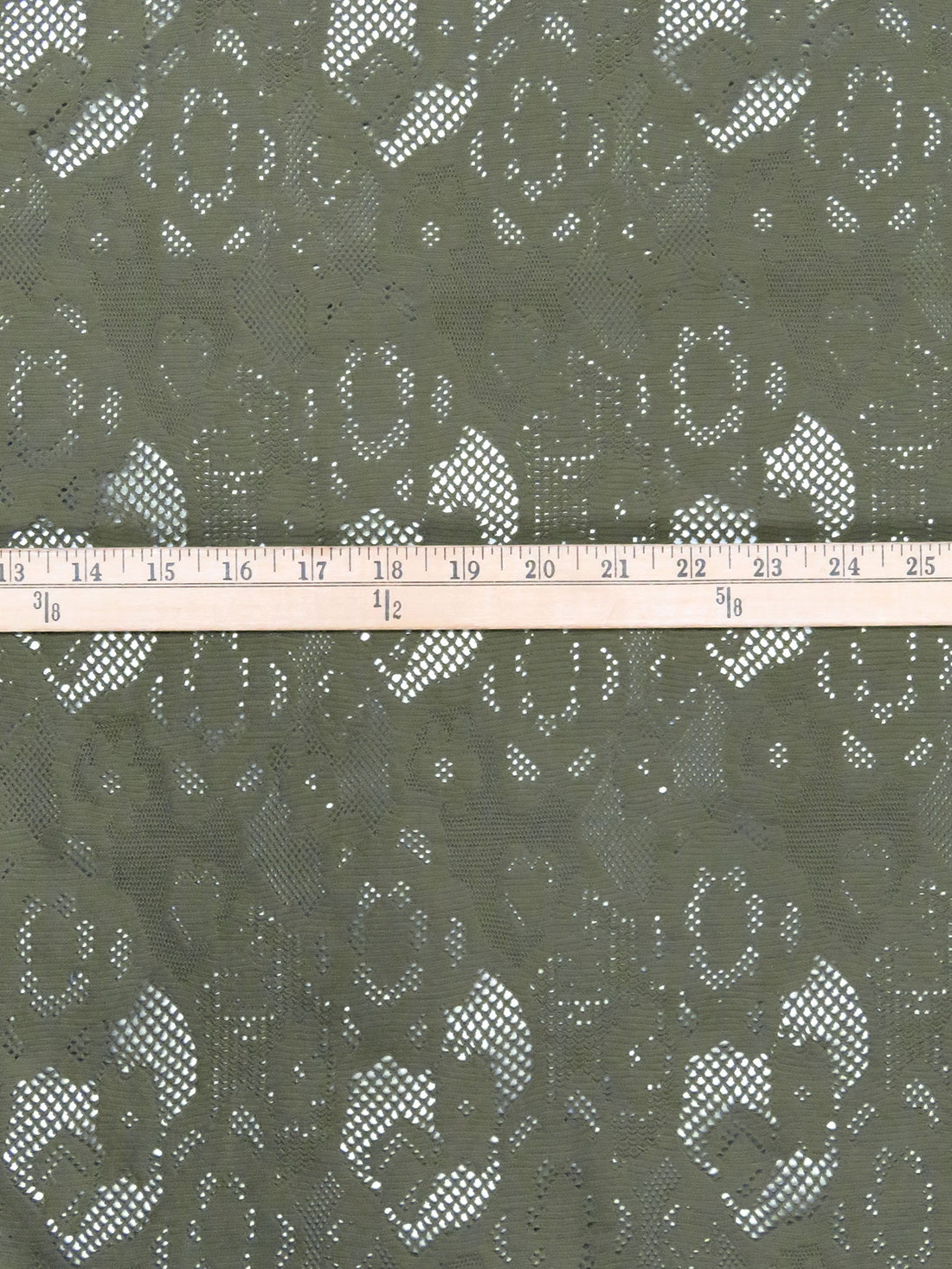 Dark Mossy Green 100% Cotton Floral Lace Knit 54W