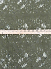 Dark Mossy Green 100% Cotton Floral Lace Knit 54W