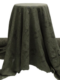 Dark Mossy Green 100% Cotton Floral Lace Knit 54W