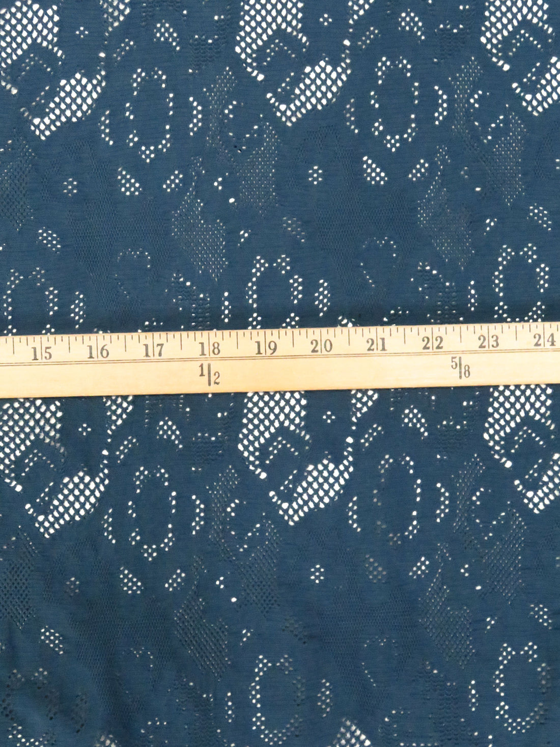 Dark Teal 100% Cotton Floral Lace Knit 54W