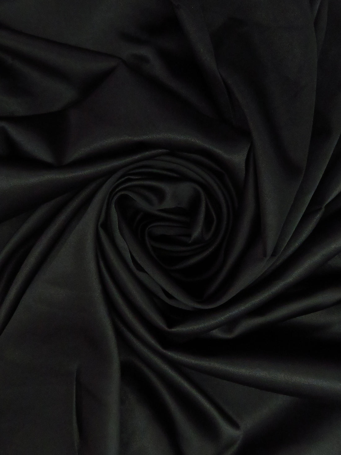 Rich Black Polyester/Lycra Stretch Satin Twill Suiting - Famous Dress Designer - 56W