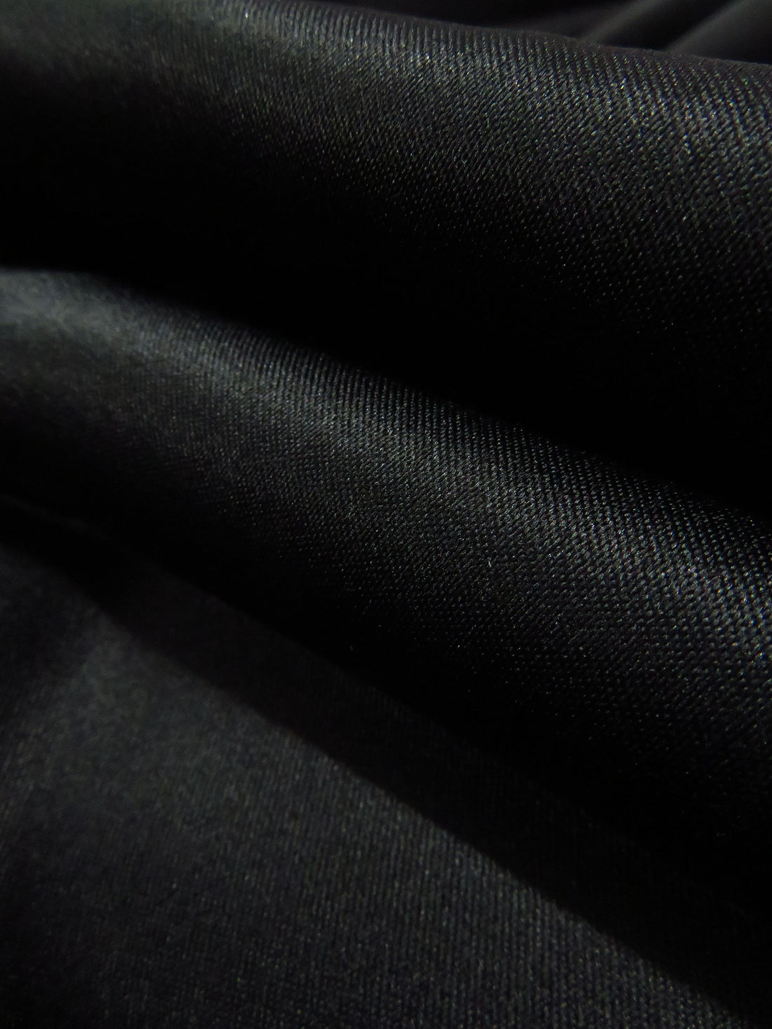 Rich Black Polyester/Lycra Stretch Satin Twill Suiting - Famous Dress Designer - 56W