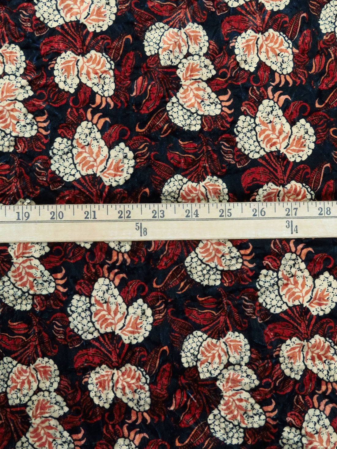 Black/Off White/Orange/Multi Polyester/Lycra Leaf Stretch Velvet Knit - Imported From Italy - 54W