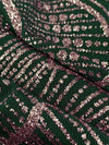 Deep Green/Rose Gold Acetate/Lycra Large Ornate Glitter Design Slinky Knit - NY Designer - 54W