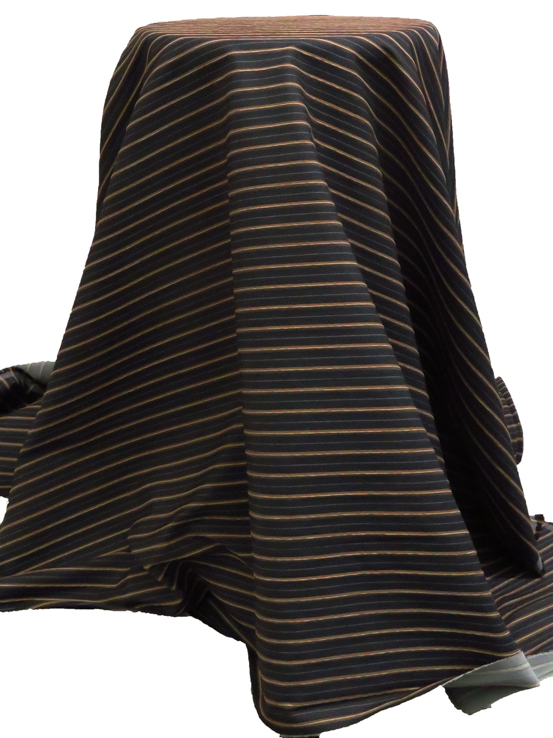 Dusty Blue/Light Blue/Brown/Multi Rayon/Nylon/Lycra Yarn-Dyed Horizontal Stripe Stretch Bengaline Suiting 55W