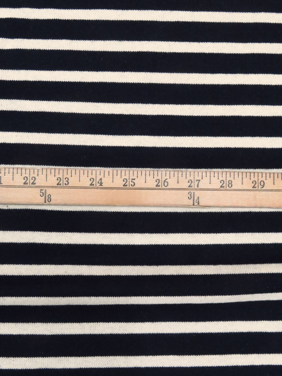 Deep Blue/Off White 100% Cotton Stripe Sweater Knit - NY Designer - 60W