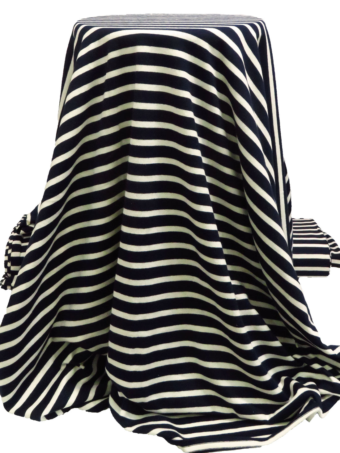 Deep Blue/Off White 100% Cotton Stripe Sweater Knit - NY Designer - 60W