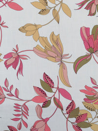White/Dusty Magenta/Earth Yellow/Multi 100% Rayon Floral Print Crepe Challis 55W