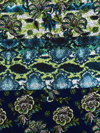 Black/Teal/White/Multi Polyester/Lycra Abstract Print Hacci Sweater Knit 59W