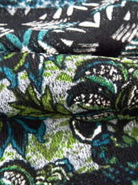 Black/Teal/White/Multi Polyester/Lycra Abstract Print Hacci Sweater Knit 59W