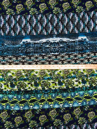 Black/Teal/White/Multi Polyester/Lycra Abstract Print Hacci Sweater Knit 59W