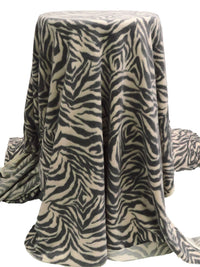 Tan/Black Polyester/Lycra Zebra Print Brushed Sweater Knit 58W