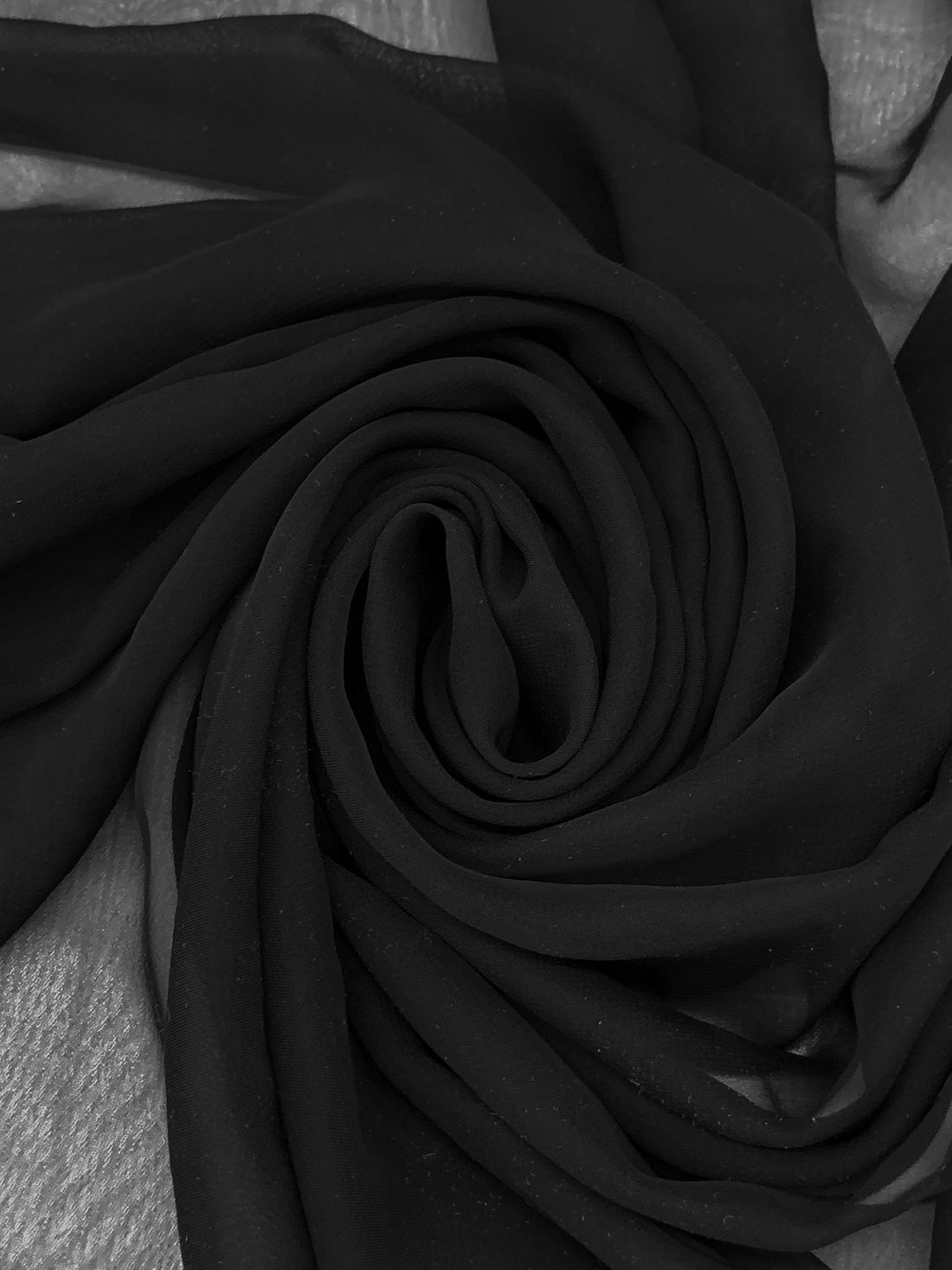 Onyx Black 100% Polyester Chiffon 58W