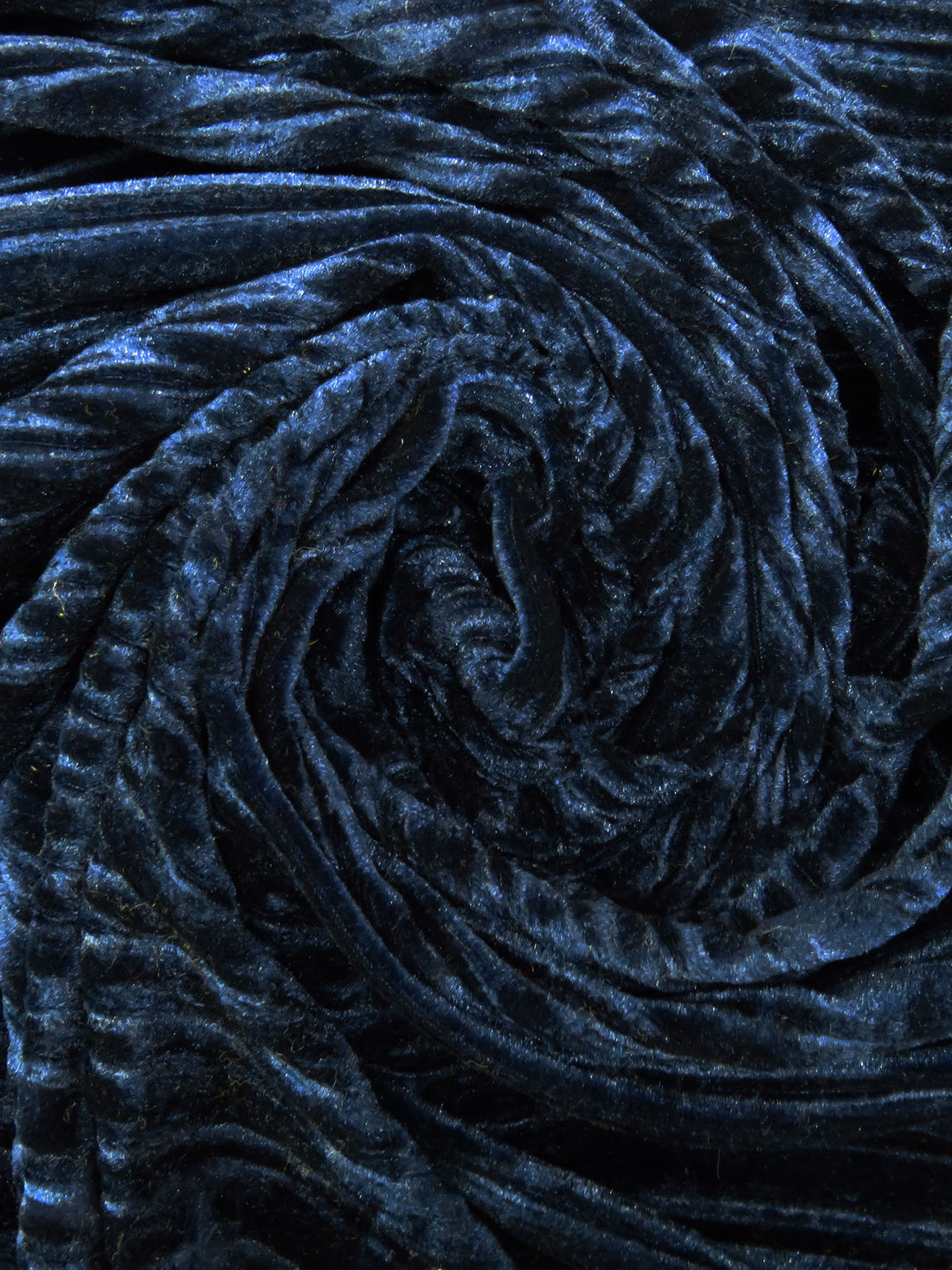 Dark Ocean Blue Polyester/Lycra Pleated Velvet Knit 59W