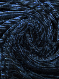 Dark Ocean Blue Polyester/Lycra Pleated Velvet Knit 59W