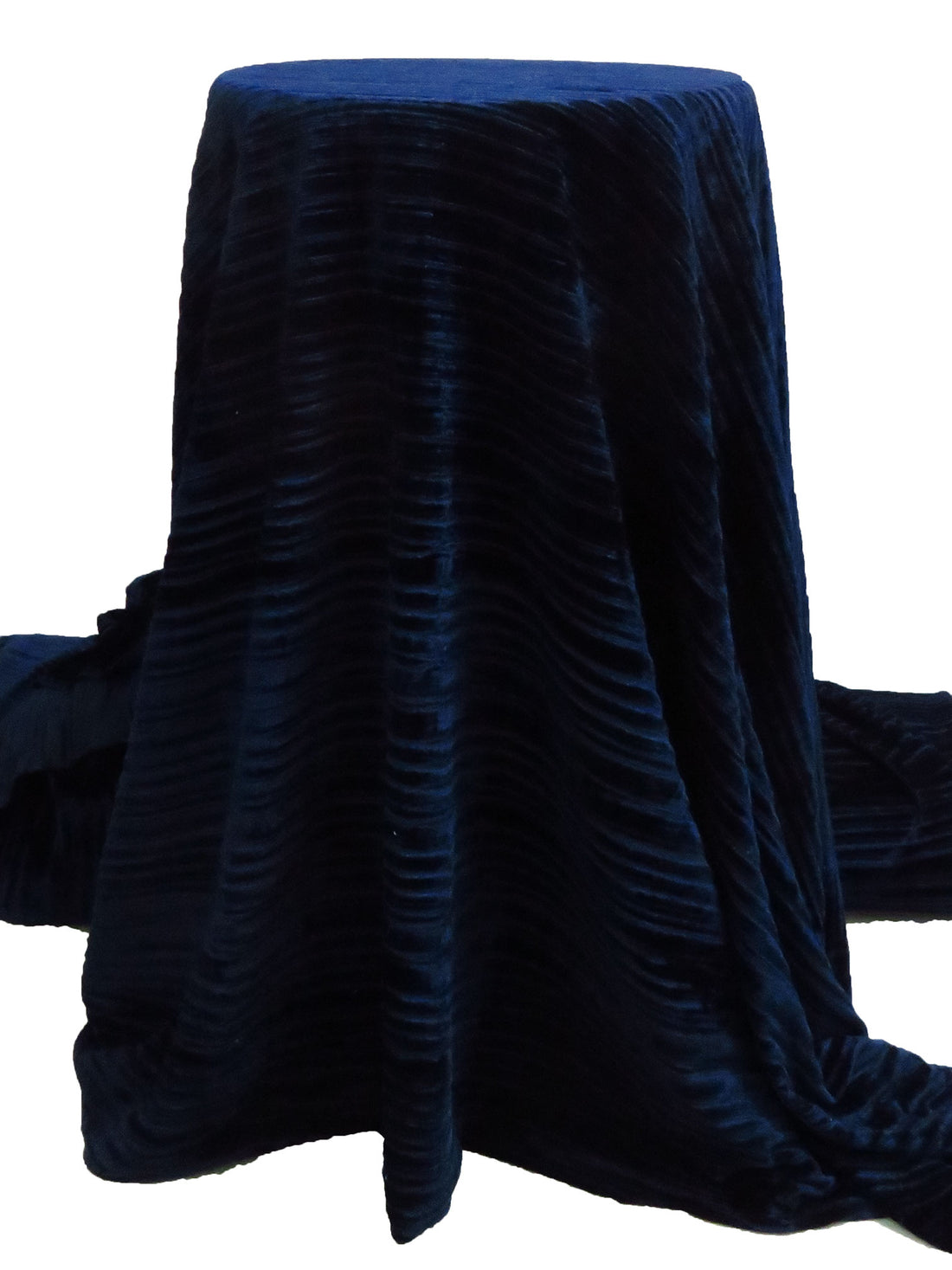 Dark Ocean Blue Polyester/Lycra Pleated Velvet Knit 59W