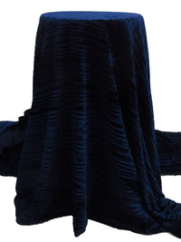 Dark Ocean Blue Polyester/Lycra Pleated Velvet Knit 59W