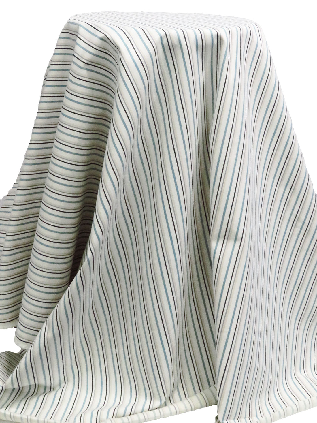 Sky Blue/White/Black/Multi Cotton/Lycra Vertical Stripe Stretch Twill Bottom Weight Woven - NY Designer - 56W