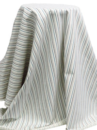 Sky Blue/White/Black/Multi Cotton/Lycra Vertical Stripe Stretch Twill Bottom Weight Woven - NY Designer - 56W