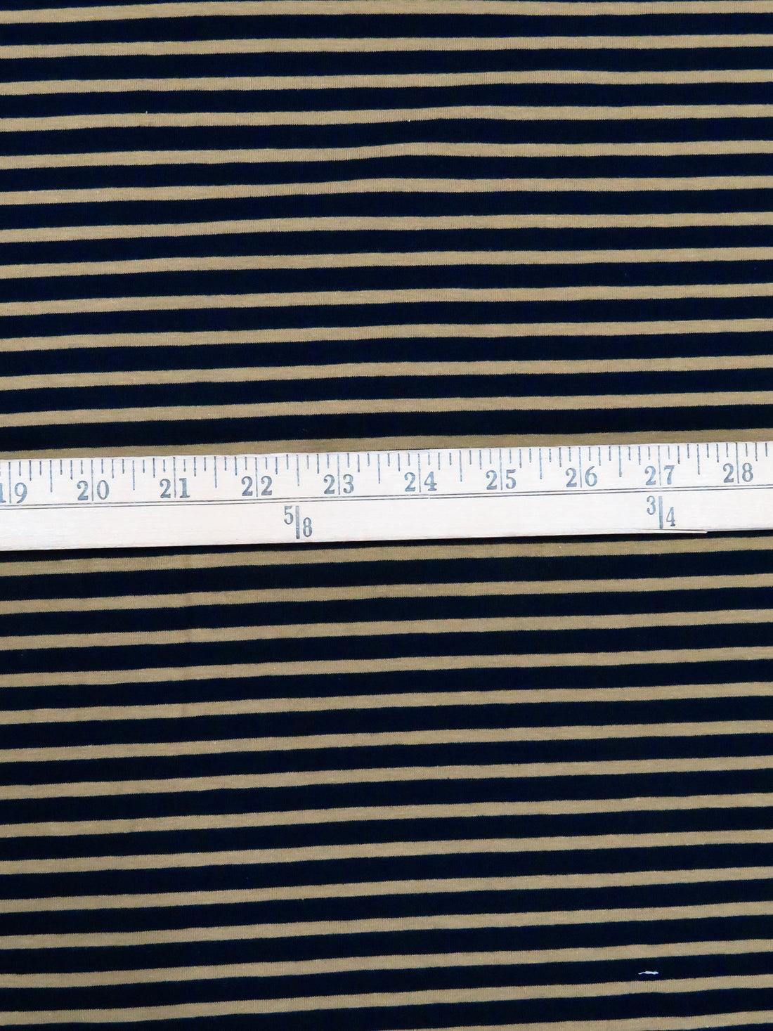 Light Brown/Navy Blue Cotton/Lycra Horizontal Stripe Jersey Knit - NY Designer - 69W