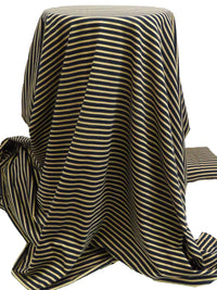 Light Brown/Navy Blue Cotton/Lycra Horizontal Stripe Jersey Knit - NY Designer - 69W