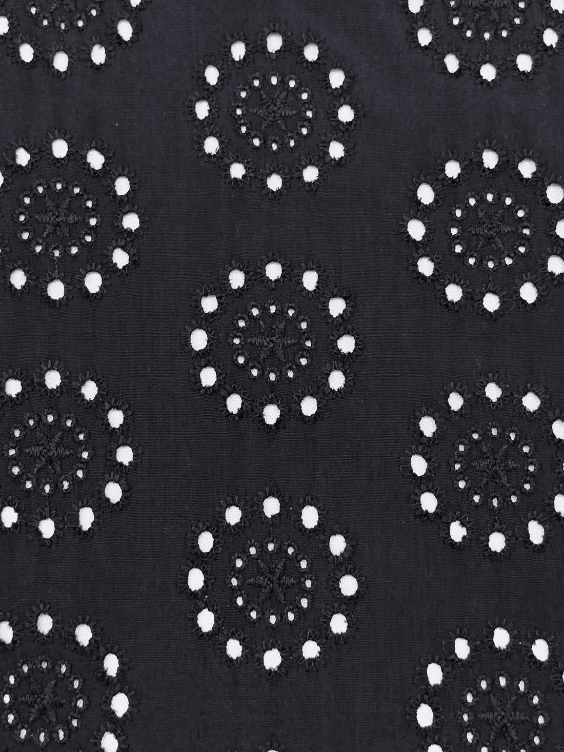 Muted Midnight Navy 100% Cotton Embroidered Medallion Eyelet Lawn 56W