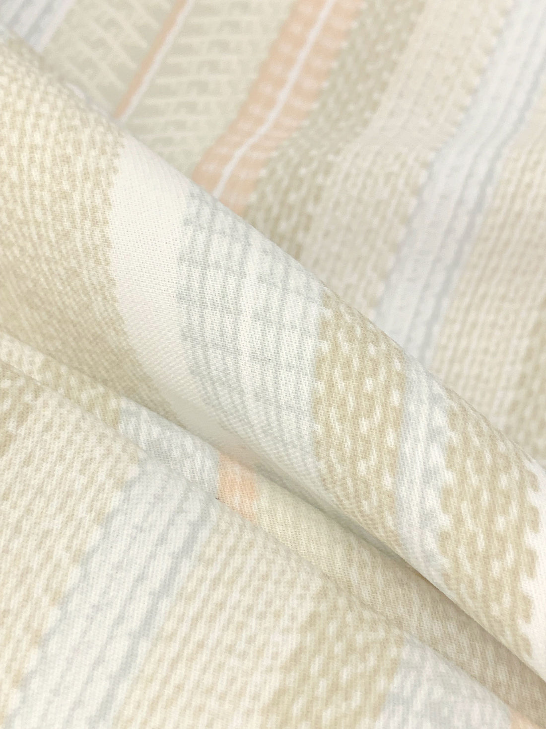 Peachy Pink/Alabaster/Pale Gray 100% Polyester Vertical Abstract Stripe Print Crepe Blouse Weight Woven 60W