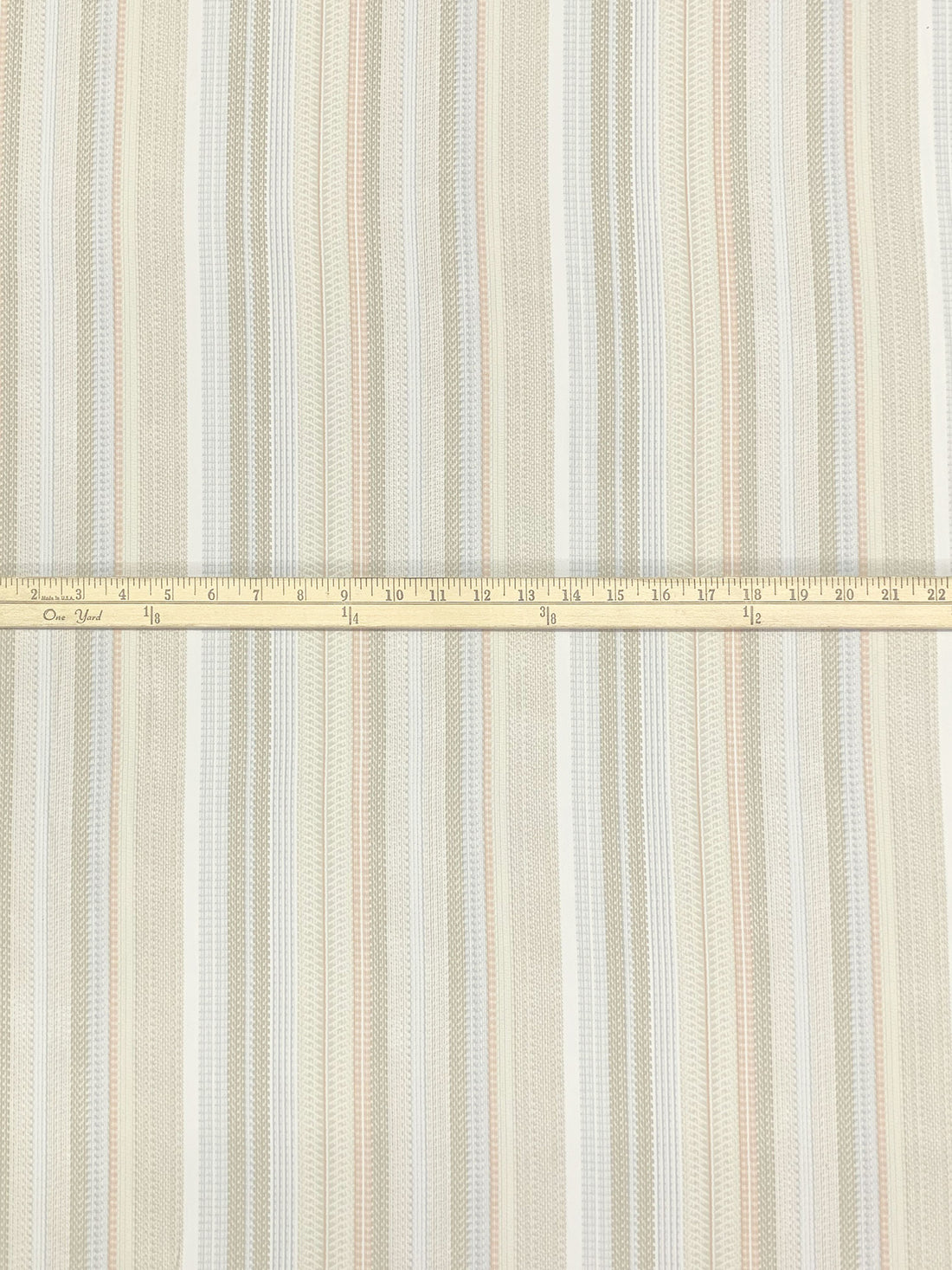 Peachy Pink/Alabaster/Pale Gray 100% Polyester Vertical Abstract Stripe Print Crepe Blouse Weight Woven 60W