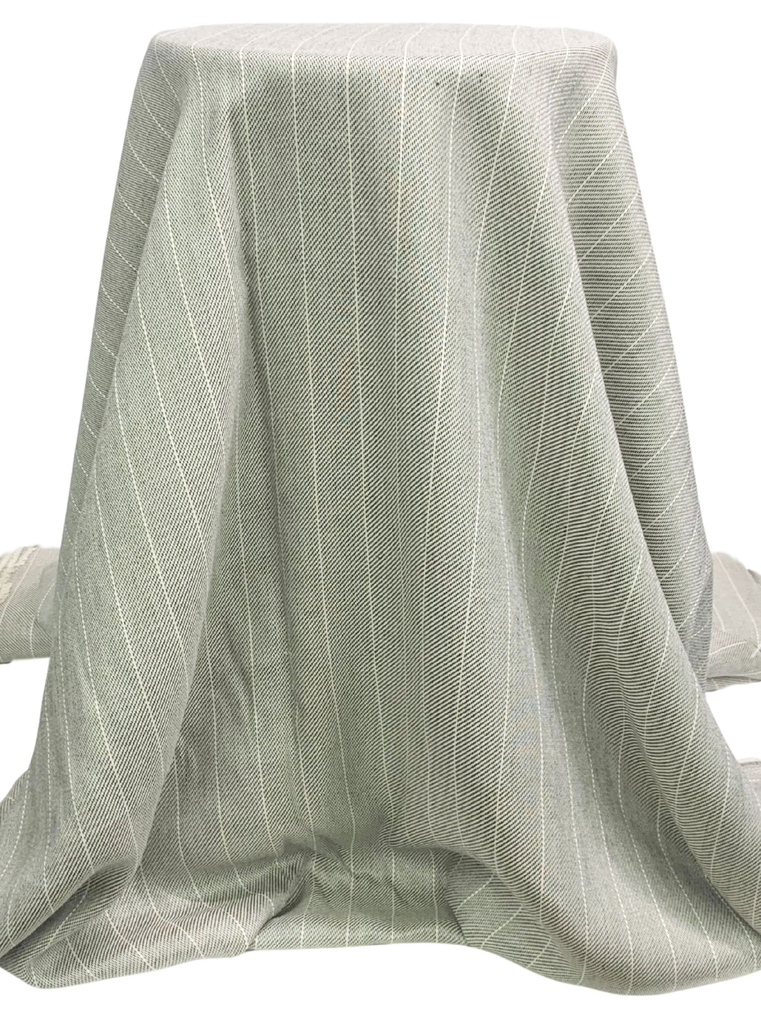 Off-White/Black 100% Rayon Vertical Stripe Weave Drapey Suiting 60W