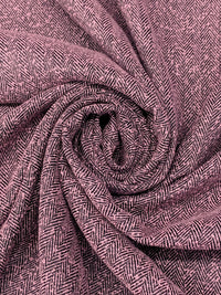 Amaranth Pink/Black 100% Polyester Tweed Herringbone Weave Suiting 58W