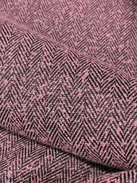 Amaranth Pink/Black 100% Polyester Tweed Herringbone Weave Suiting 58W
