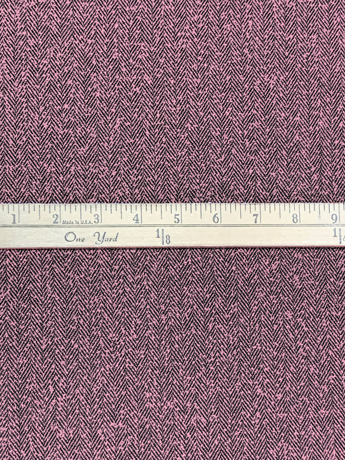 Amaranth Pink/Black 100% Polyester Tweed Herringbone Weave Suiting 58W