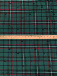 Pine Green/Deep Red/White 100% Cotton Deer Print Over Plaid Weave Yarn-Dyed Flannel Shirting 56W