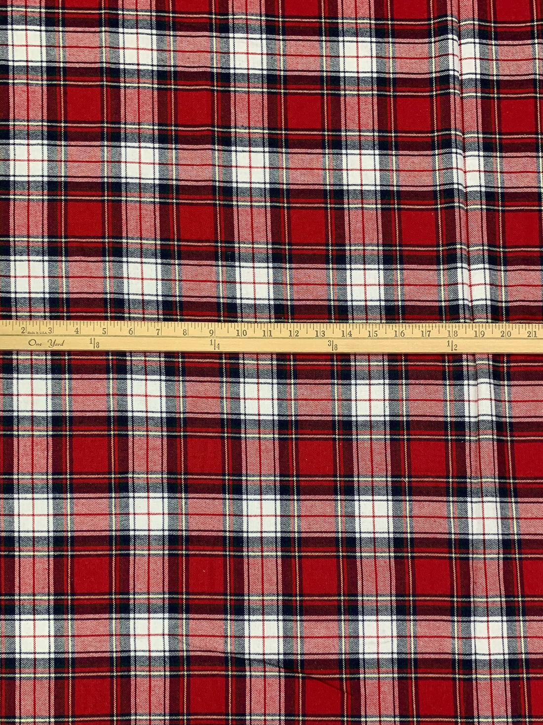 Cardinal Red/White/Navy 100% Cotton Plaid Weave Yarn-Dyed Flannel Shirting 56W