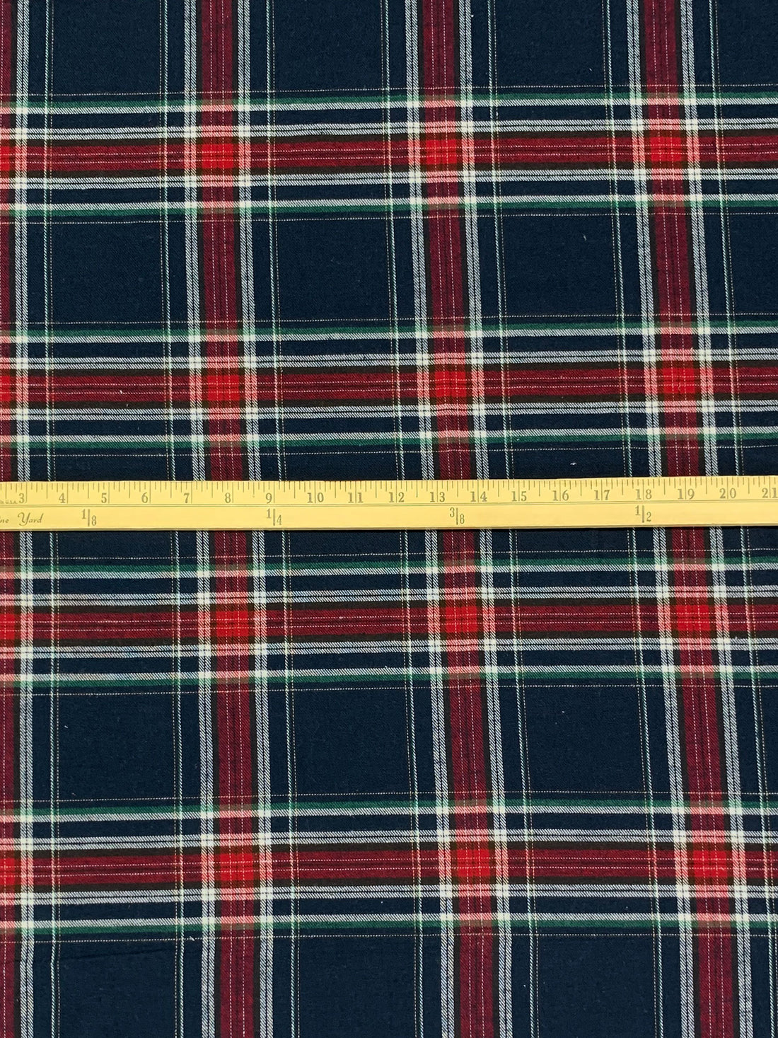 Navy/Crimson/White 100% Cotton Plaid Weave Yarn-Dyed Flannel Shirting 54W