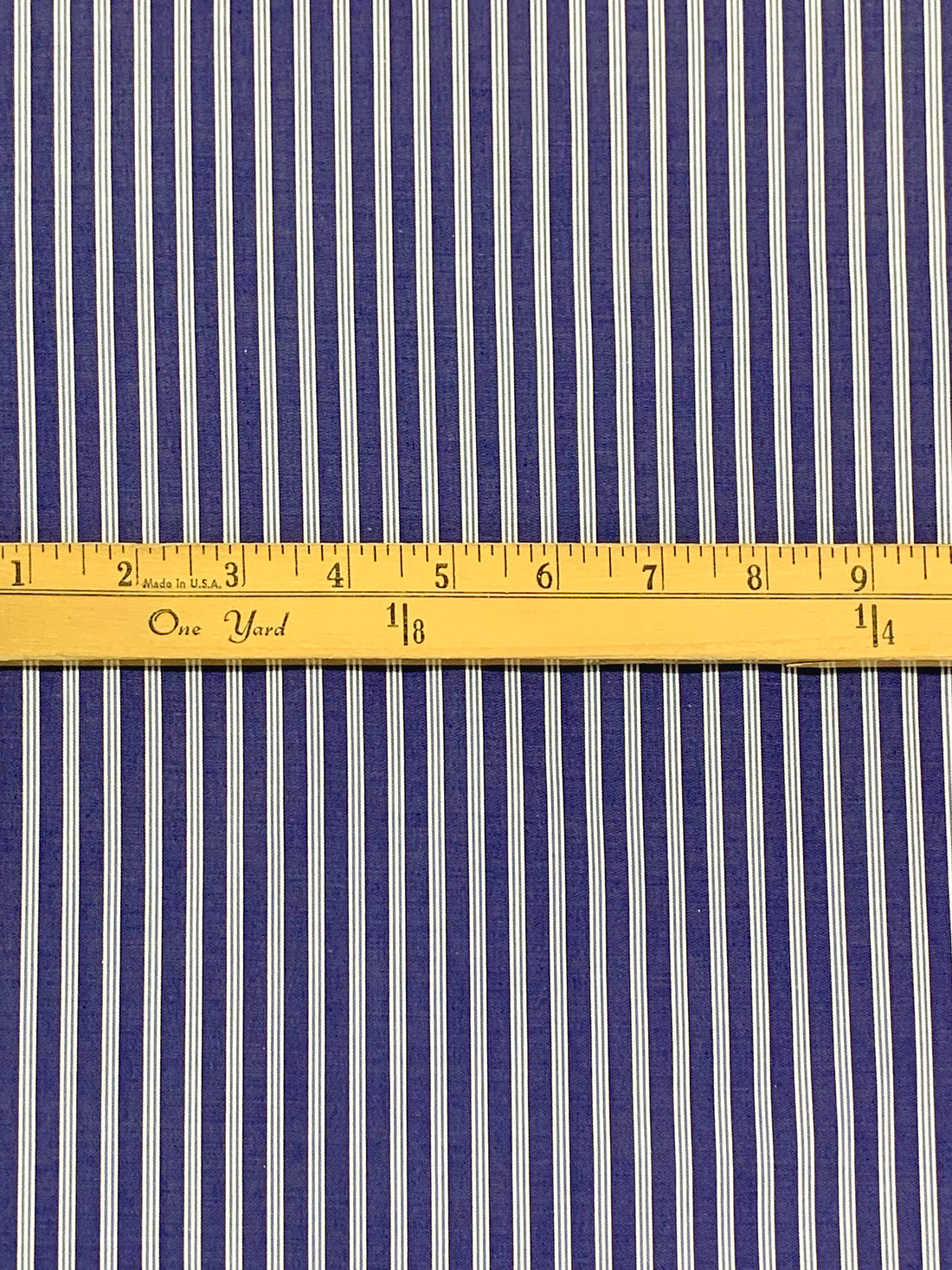 Dark Cornflower Blue/White/Vista Blue 100% Cotton Vertical Stripe Weave Shirting 58W