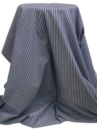 Dark Navy/Coyote Brown/White 100% Cotton Vertical Stripe Weave Shirting 60W