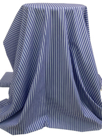 Catalina Blue/White/Light Cobalt 100% Cotton Vertical Stripe Weave Shirting 60W