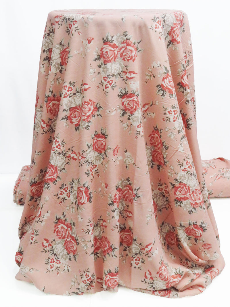 Dusty Coral/Rosey Pink/Sage/Multi 100% Rayon Floral Print Voile Challis 56W