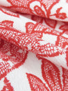 White/Apple Red 100% Rayon Lace-Look Floral Scallop Print Crinkle Challis 54W