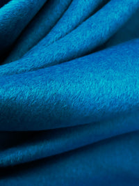 Dark Vivid Blue Wool/Cashmere/Polyester Napped Coating - NY Designer - 58W