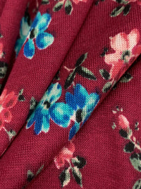 Claret/Sapphire/Raspberry Punch/Multi Rayon/Lycra Floral Print Jersey Knit 56W