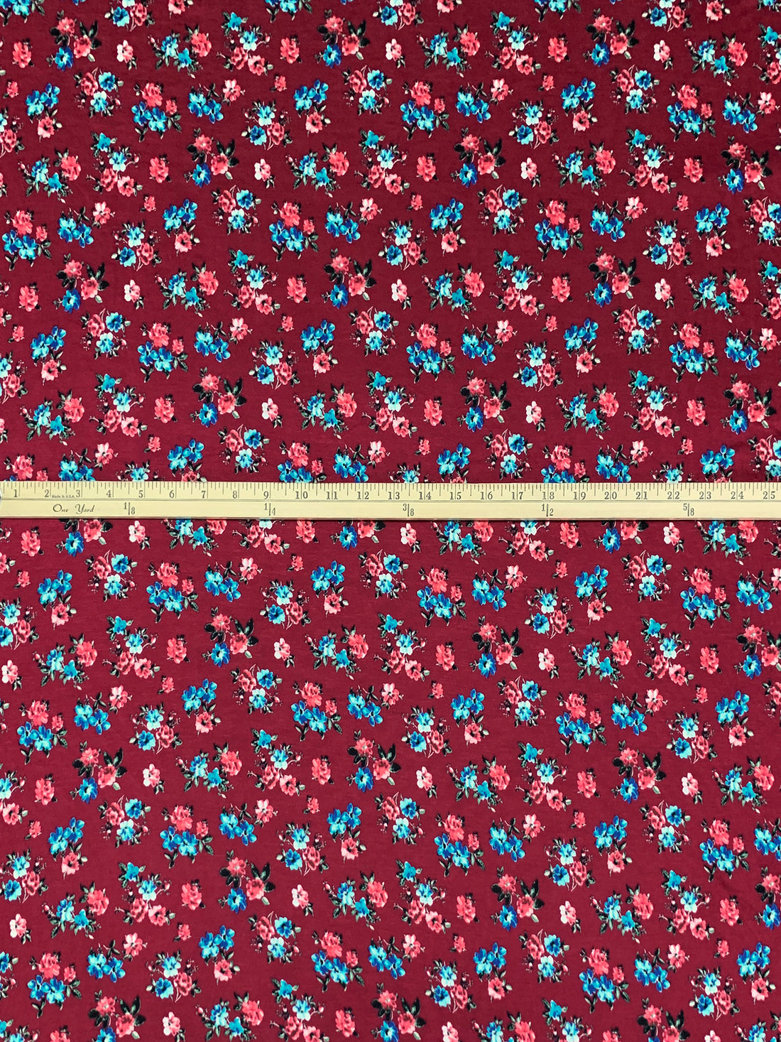 Claret/Sapphire/Raspberry Punch/Multi Rayon/Lycra Floral Print Jersey Knit 56W