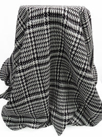 Black/Cloud Gray/Off-White 100% Polyester Novelty Plaid Weave Boucle Suiting 60W