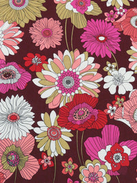 Burgundy/Salmon/Orchid Purple/Multi Cotton/Lycra Floral Print Stretch Poplin 48W