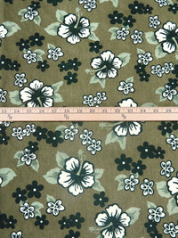 Army Green/Phthalo Green/White/Multi 100% Cotton Tropical Floral Print Quilt Weight Woven 60W